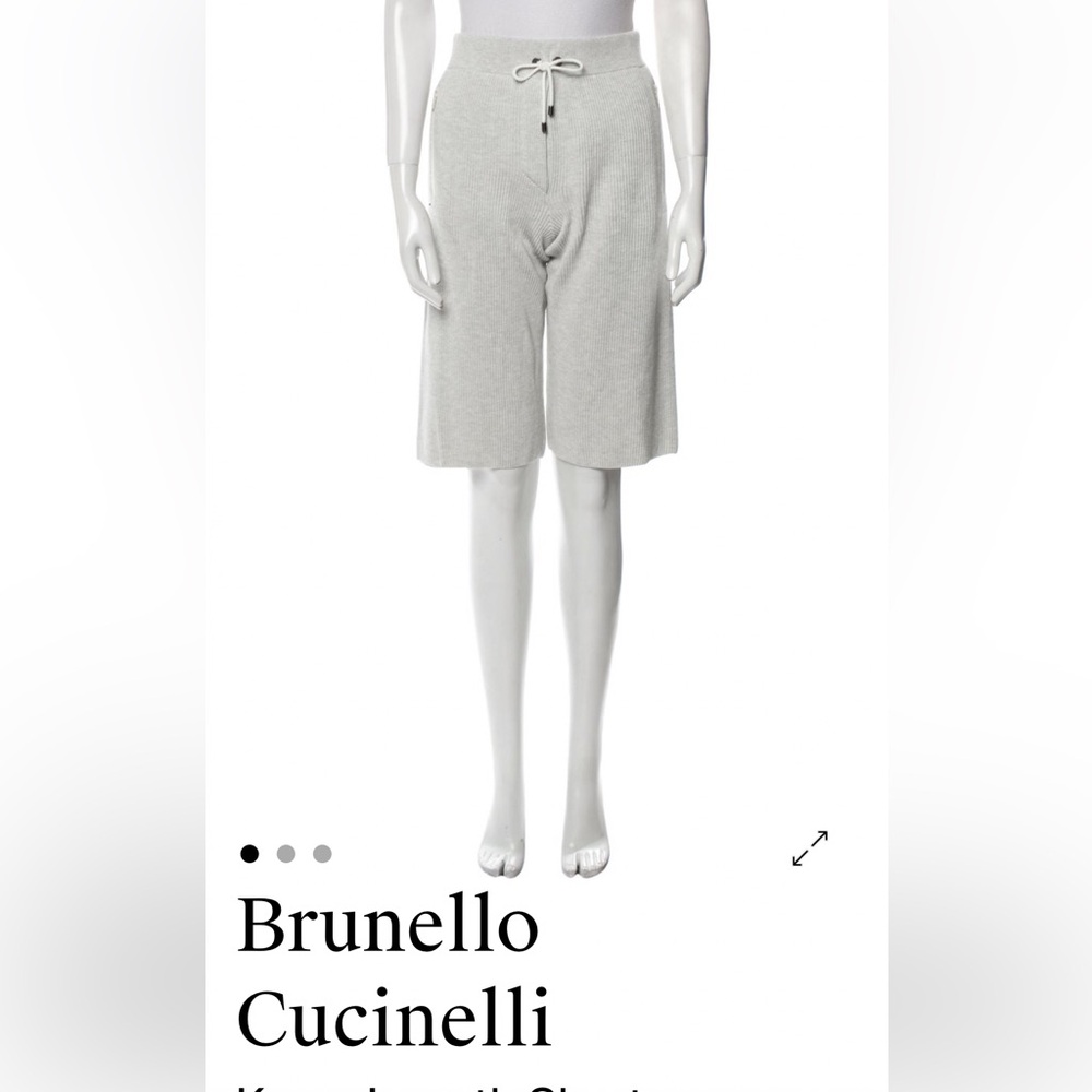 Brunello Cucinelli Light Gray Ribbed Knit Women’s Shorts